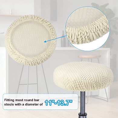 2Pcs Round Elastic Washable Cushion Slipcover, Stretchy Bar Seat Cover for 11"-14" Chair