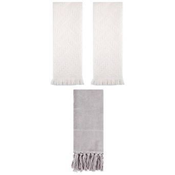 3 pc Decorative Turkish Hand Towels and Jacquard Pattern Boho Hand Towel Set, 14"x30"&13"x29"