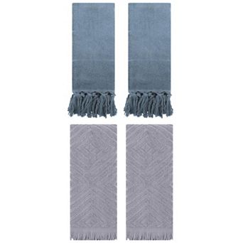 4 pc Decorative Turkish Hand Towels and Soft Geometric Patterns Hand Towels, 14"x30"&13"x29"