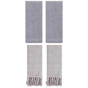 4 pc Decorative Turkish Hand Towels and Soft Geometric Patterns Hand Towels, 14"x30"&13"x29"