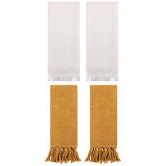 4 pc Decorative Turkish Hand Towels and Absorbent Geometric Patterns Hand Towels, 14"x30"&13"x29"