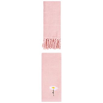 2 pc Floral Pattern Hand Towel and Cotton Absorbent Turkish Hand Towel for Bathroom, 14"x30"&13"x30"