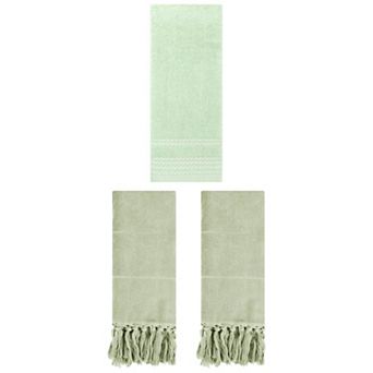 3 pc Comfort Decorative Turkish Hand Towels and Quick Drying Striped Pattern Hand Towels, 14"x30"