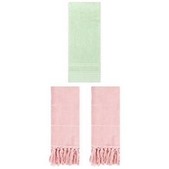 3 pc Comfort Decorative Turkish Hand Towels and Quick Drying Striped Pattern Hand Towels, 14"x30"
