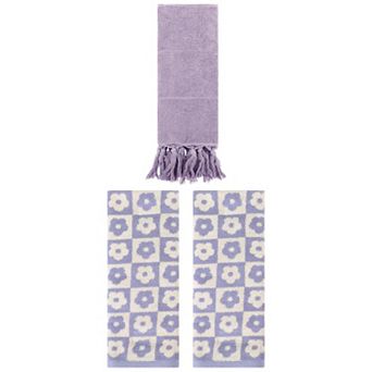 3 pc Decorative Turkish Hand Towels and Soft Absorbent Checkered Floral Hand Towels, 14"x30"