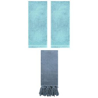 3 pc Decorative Turkish Hand Towels and Absorbent Geometric Patterns Hand Towels, 14"x30"&13"x29"