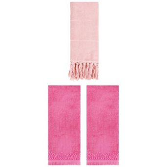 3 pc Decorative Turkish Hand Towels and Absorbent Geometric Patterns Hand Towels, 14"x30"&13"x29"