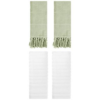 4 pc Striped Pattern Decorative Comfort Towel and Cotton Turkish Hand Towels Set, 14"x30"