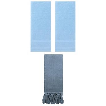 3 pc Comfort Decorative Turkish Hand Towel and Quick Drying Striped Pattern Hand Towel Set, 14"x30"
