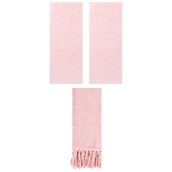 3 pc Comfort Decorative Turkish Hand Towel and Quick Drying Striped Pattern Hand Towel Set, 14"x30"