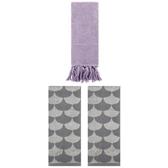 3 pc Geometric Absorbent Cotton Hand Towels and Soft Turkish Bath Towels, 14"x30"&13"x29"