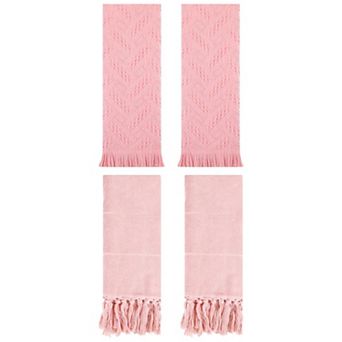 4 pc Decorative Turkish Hand Towels and Jacquard Pattern Boho Hand Towel Set, 14"x30"&13"x29"