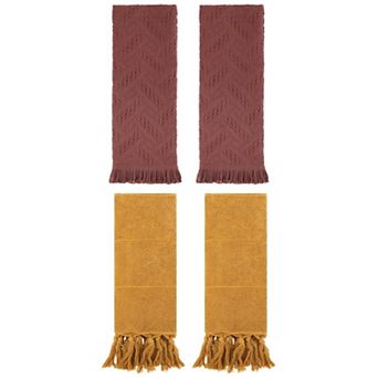 4 pc Decorative Turkish Hand Towels and Jacquard Pattern Boho Hand Towel Set, 14"x30"&13"x29"