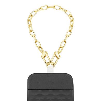 Emberly Gold Tone Paperclip Chain Phone Charm Wristlet