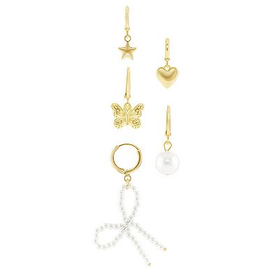 Emberly Women's Butterfly, Heart, Star & Simulated Pearl Bow Shoe Charm Set