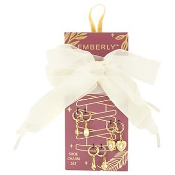 Emberly Women's Heart, Flower & Bow Shoe Charm Set