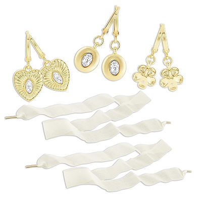 Emberly Women's Heart, Flower & Bow Shoe Charm Set