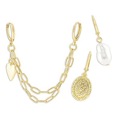 Emberly Women's Heart Chain & Simulated Pearl Shoe Charm Set