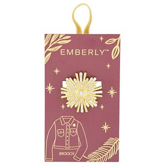 Emberly Gold-Tone Beaded Glass Stone Detailed Star Brooch