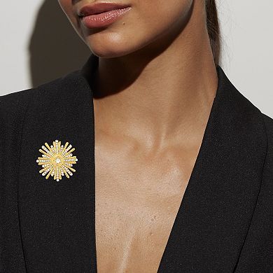 Emberly Gold-Tone Beaded Glass Stone Detailed Star Brooch