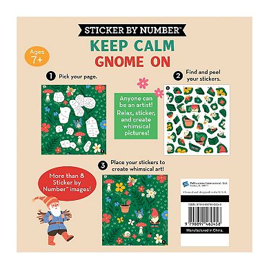 Brain Games Sticker By Number Keep Calm Gnome On Craft Kit Activity Book