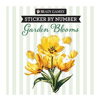 Brain Games Sticker By Number Garden Blooms Activity Craft Kit Book