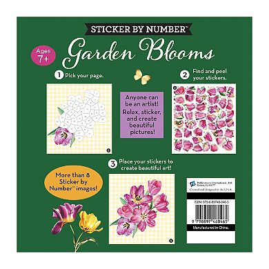 Brain Games Sticker By Number Garden Blooms Activity Craft Kit Book