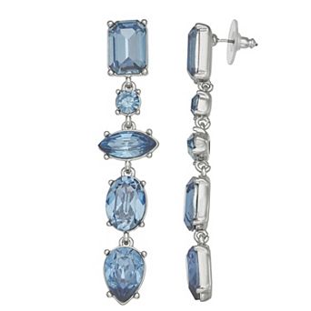 Simply Vera Vera Wang Silver Tone Blue Crystal Linear Drop Earrings