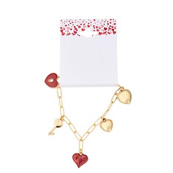 Heart Charms Gold-Tone Bracelet