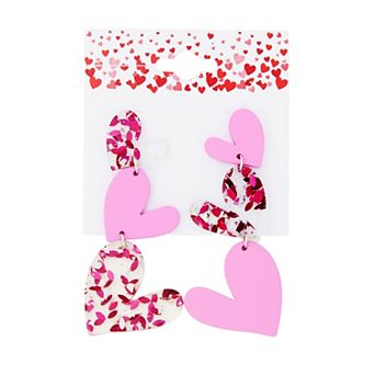 Silver-Tone Linear Heart Earrings