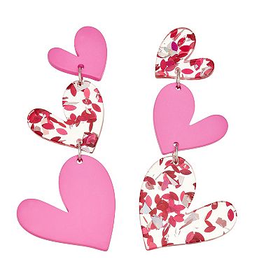 Silver-Tone Linear Heart Earrings