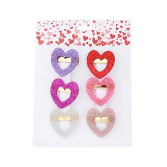 Glitter Heart Hairpin 6 pc Set