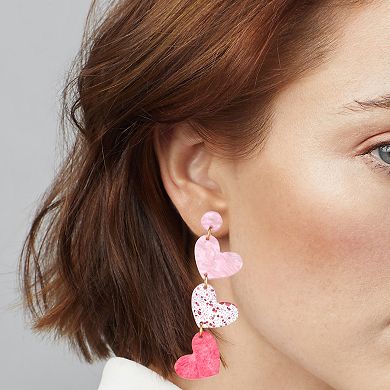 Gold-Tone Tonal Linear Heart Earrings