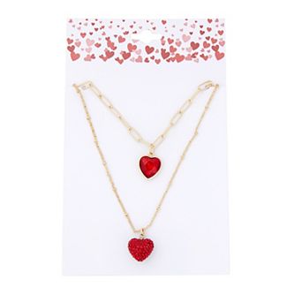 Gold-Tone Layered Heart Charms Necklace
