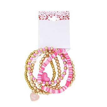 5 pc Gold-Tone Love Beaded Bracelet Set