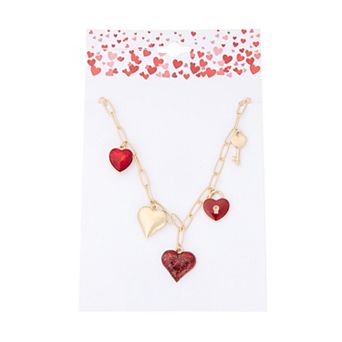Gold-Tone Hearts Charm Necklace