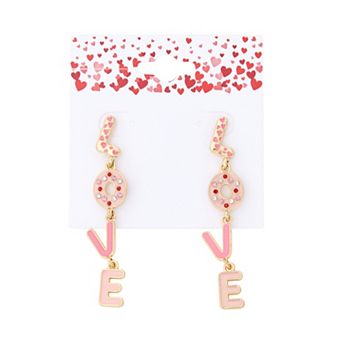 Gold-Tone Love Enamel Dangle Earrings