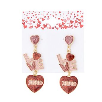 Gold-Tone Love Heart Linear Earrings
