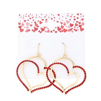 Gold-Tone Double Heart Drop Earrings