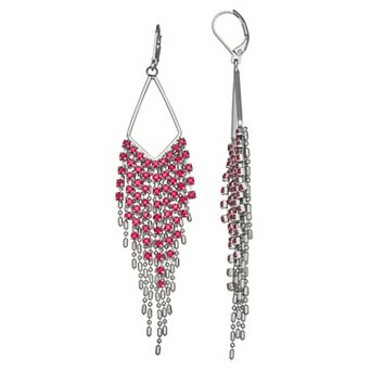 Simply Vera Vera Wang Silver Tone Red Crystal Chandelier Fringe Drop Earrings