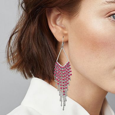 Simply Vera Vera Wang Silver Tone Red Crystal Chandelier Fringe Drop Earrings