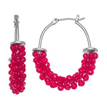 Simply Vera Vera Wang Silver Tone Beaded Goop Click-It Earrings