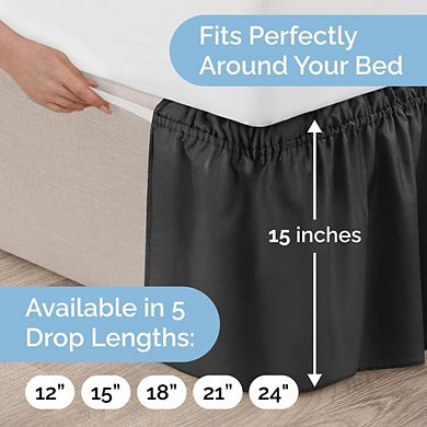 Ruffled Elastic Wrap Around Bedskirt 15 Inch Drop
