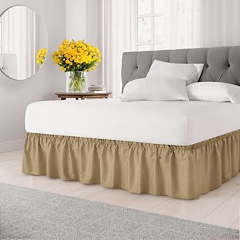 Ruffled Elastic Wrap Around Bedskirt 15 Inch Drop