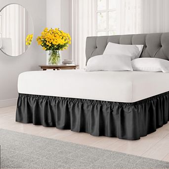 Ruffled Elastic Wrap Around Bedskirt 15 Inch Drop