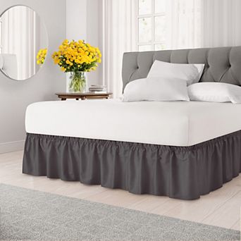 Ruffled Elastic Wrap Around Bedskirt 15 Inch Drop