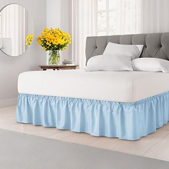 CGK Linens Ruffled Elastic Wrap Around Bedskirt, 15-Inch Drop with Elasticized Fit