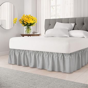 Ruffled Elastic Wrap Around Bedskirt 15 Inch Drop