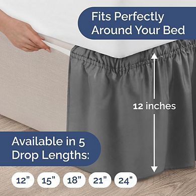 Ruffled Elastic Wrap Around Bedskirt 12 Inch Drop