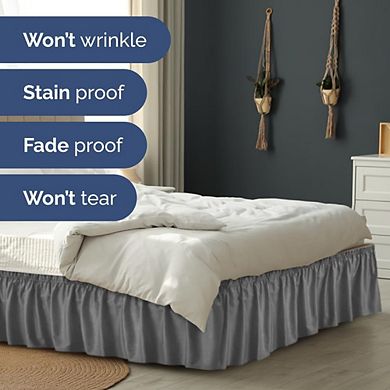 Ruffled Elastic Wrap Around Bedskirt 12 Inch Drop